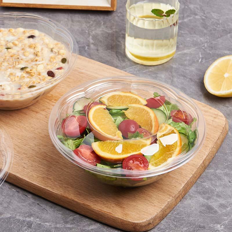 24 oz PET プラスチックフルーツサラダボウル（蓋付き）、中国 24 oz